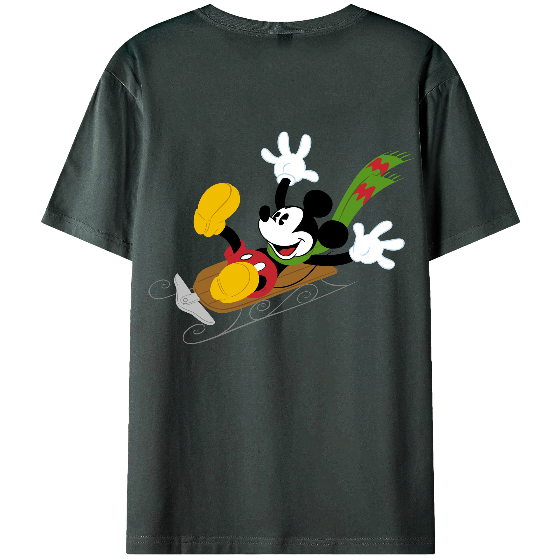 ミッキーマウス Mickey Mouse 綿100％ メンズ半袖Tシャツ（バックプリント） 通気性
